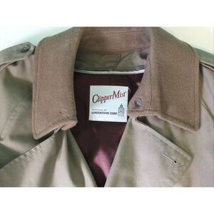 Vtg Clipper Mist Trench Coat Removable Liner Mens Brown 40short London Town Corp